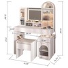 Arched Vanity Desk with Mirror and Lights, Large Dressing Table with Outlet, 3 Drawers, 11 Storage Shelves & Vanity Stool for Bedroom White - 3 of 4