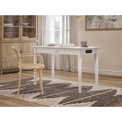 Eco-Friendly White Hardwood Shaker Desk with Charging Drawer