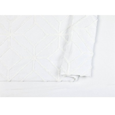 King White Cotton Tufted Trellis 3-Piece Bedspread Set