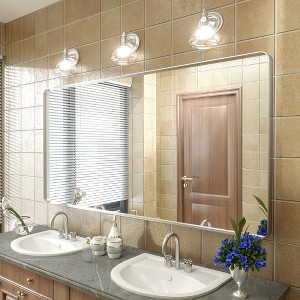 Apmir 60 in. W x 30 in. H Rectangular Aluminum Alloy Framed and Tempered Glass Wall Mirror in Brushed Silver - 1 of 4