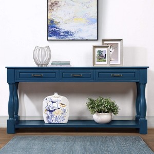 ORRD 63" Long Wood Console Table - 3 Drawers & Shelf, Entryway Sofa Table, Easy Assembly（Antique White） - 1 of 4