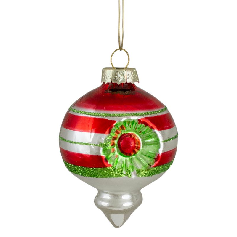 Northlight 4ct Red, Green and Silver Vintage Glass Christmas Ornaments 3.25-Inch (80mm), 3 of 5