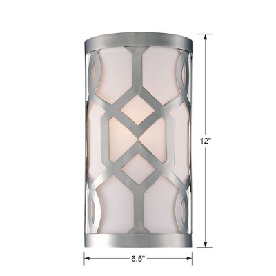 Polished Nickel and White Silk Half-Cylinder Sconce
