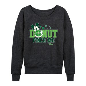 Women's - Disney - Donut Pinch Me Lightweight French Terry Wide Neck Long Sleeve Shirt - 1 of 4