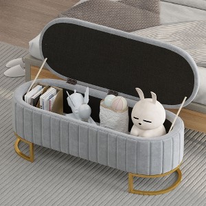 NicBex Rectangular Velvet Storage Ottoman Bench,Upholstered Storage Ottoman with Wood Legs,Modern Storage Bench for Living Room,Bedroom - 1 of 4