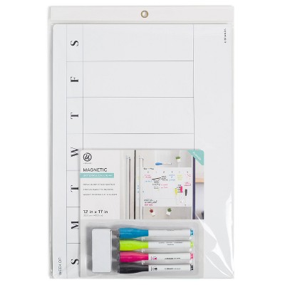 U Brands 12"x17" Magnetic Vinyl Dry Erase Calendar Value Pack