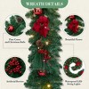 Christmas Garland, 6 ft Xmas Holiday Rattan Decoration with Snow Pine, Artificial Christmas Vine with Nature Pinecone, Red Flowerand for Fireplace - 4 of 4