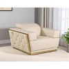 HomeRoots 47" Beige and Gold Italian Leather Club Chair - 2 of 4