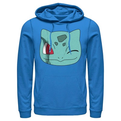 Men's Pokemon Bulbasaur Wink Face Pull Over Hoodie - Royal Blue - Small ...