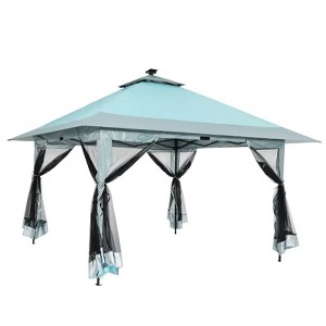 13x13FT Folding Outdoor Gazebo with Mosquito Netting, Height Adjustable Waterproof Canopy Tent - 1 of 4