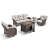 Belord Furniture Patio Set with 43" Propane Fire Pit Table, Patio Furniture Set with Sofa, 2 Swivel Patio Chairs, Accent End Table, and Fire Pit Table - 4 of 4