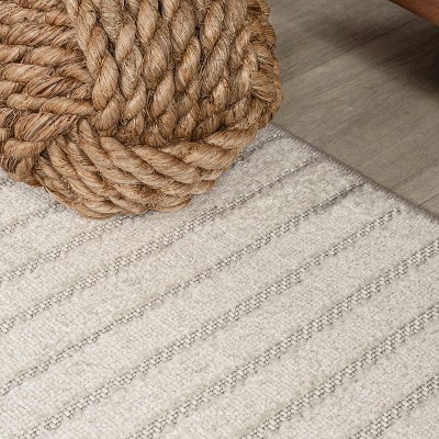 Scandinavian Ivory Geometric 35"x60" Synthetic Area Rug