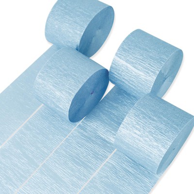 PartyWoo Crepe Paper Streamers Pearl Blue 4 Rolls 328 ft 1.8 in x 82 Ft Roll