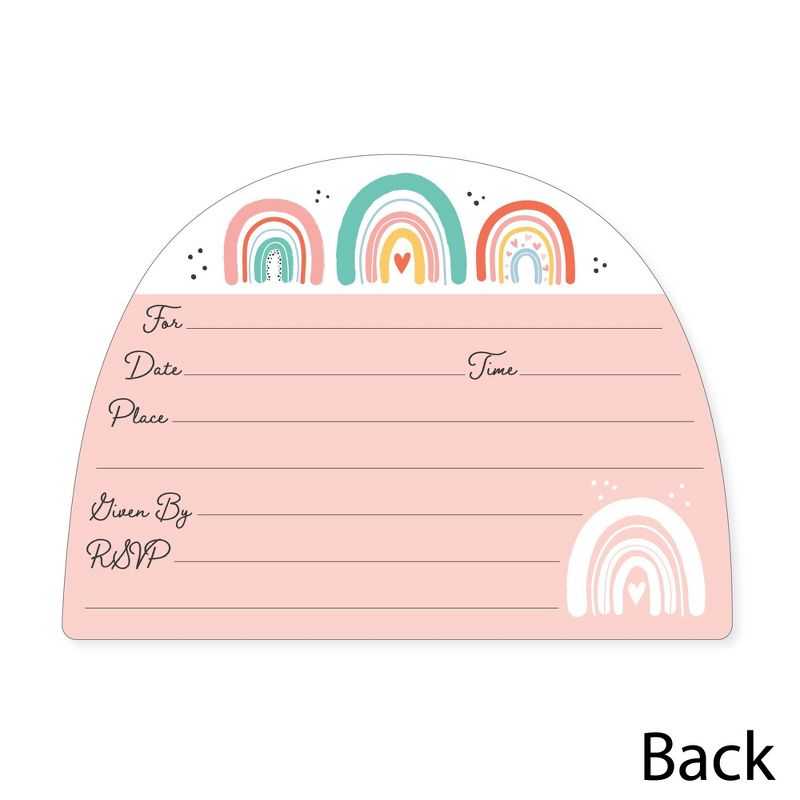 Big Dot of Happiness Hello Rainbow - Shaped Fill-In Invitations - Boho Baby Shower and Birthday Party Invitation Cards with Envelopes - Set of 12, 5 of 8