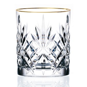 Lorren Home Trends Siena Collection Set of 4 Crystal Double Old Fashion beverage Glass with gold band design - 1 of 4