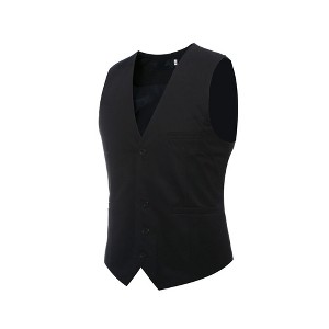 Cloudstyle Mens V-Neck Dress Suit Business Casual Suit Vest Waistcoat 5 Button Slim Fit - 1 of 4