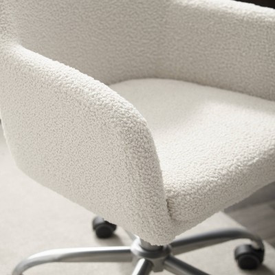 Contemporary Sherpa Swivel Office Chair in White