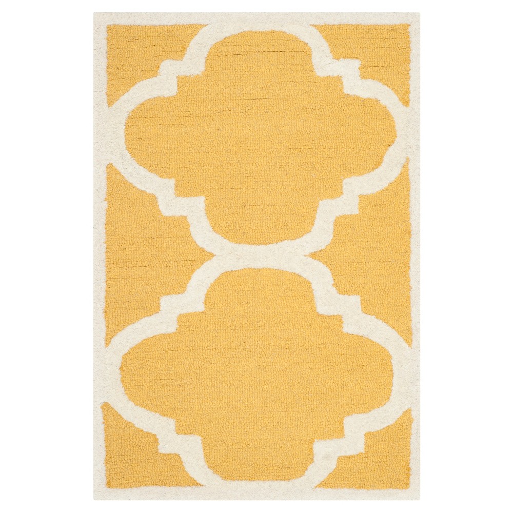 2'6inx4' Landon Texture Wool Rug Gold/Ivory - Safavieh