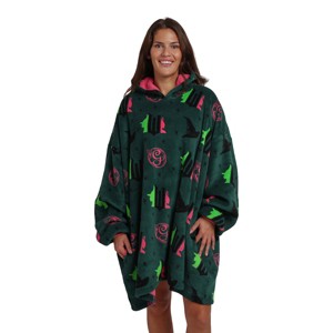 Wicked Part 1 Witch & Glinda Seal All-Over Print Adult Green Long Sleeve Comfy Hooded Blanket - 1 of 4