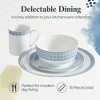 Portmeirion Home Mallorca 16 Piece Porcelain Dinnerware Set with Blue Geometric Border, 4 Place Settings - Ideal for Weekday Meals, Casual Brunches - 4 of 4