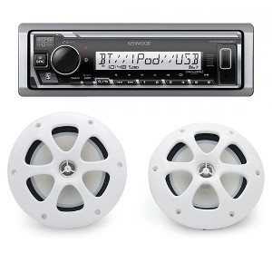 Kenwood KMR-M332BT Digital Media Receiver with Bluetooth with 2 pairs of KFC-1613MRW 6-1/2" Marine Speakers - 1 of 4