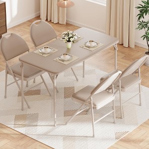 4ft Folding Table with Upholstered PU Leather Top, Heavy-Duty Metal Legs for Indoor and Outdoor Use - 1 of 4