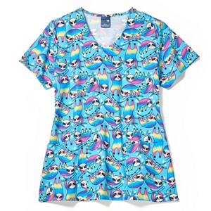 Zoe and Chloe Zoe+Chloe Performance V-Neck Print Scrub Top - 1 of 1