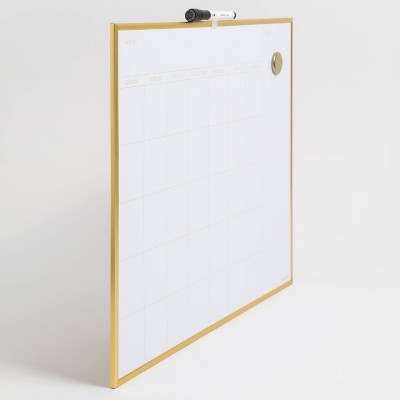 Gold Aluminum Frame Magnetic Dry Erase Calendar Board, 16" x 20"