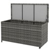 Bigget Outdoor 83 Gallon Steel Wicker Patio Deck Storage Box - 2 of 4