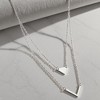 HTUTWOO Triangle Pendant Necklace V Shape Double Necklace Bosnian Style Minimalist Jewelry for Women - 3 of 4