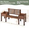 Yaheetech 2 in 1 Outdoor Solid Wood Double-bench for Patio Backyard Brown - 3 of 4