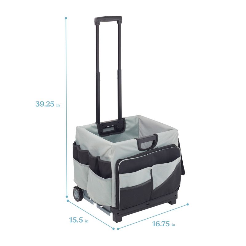 ECR4Kids Universal Rolling Cart with Canvas Organizer Bag, Mobile Storage, Black, 2 of 8