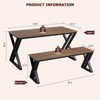 3-Piece Retro Brown Dining Set | Rectangular Table + 2 Upholstered Benches (Seats 4) | Chamfered Metal Frame for Small Kitchens/Apartments - 4 of 4