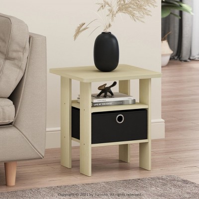 Furinno 1PC Modern Accent Sofa Side End Table W/Removable Drawer & Open Storage Shelf,Brown