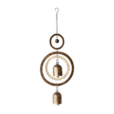 Brass Bells Hanging Accent Metal & Wood by Foreside Home & Garden
