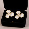 Anna-Kaci Women’s Floral Stud Earrings with Gold Trim, Iridescent Petal Details and Sparkling Center Gemstone Accents for Elegant Style - White - 2 of 4