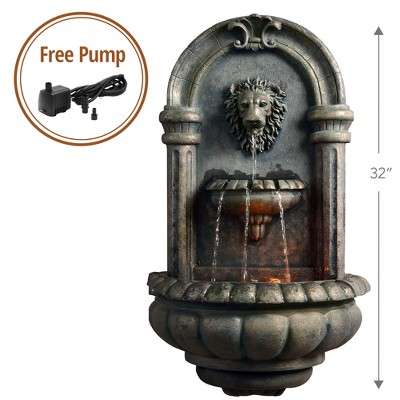 Antique Bronze Lion Head Wall Fountain with LED Lights