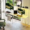 HOMCOM 61.6" L Shaped Desk with Power Outlets & LED Lights, Convertible Computer Desk with Monitor Stand and Computer Shelf for Home Office, White - 3 of 4