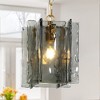LNC Echonalyri 1-Light 7.9" Mid-Century Modern Mini Pendant Lights, Gold with Smoked Gray Textured Glass - 2 of 4