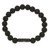 Chisel Stainless Steel Brushed Black IP-plated with White Enamel Medical ID 8.5mm Lava Stone Beaded Stretch Bracelet - 3 of 4