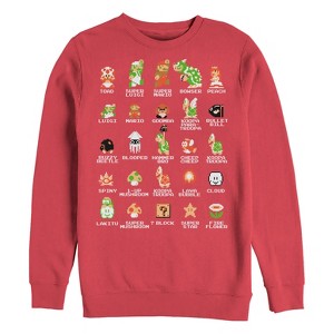 Men's Nintendo Super Mario Bros Character Guide Sweatshirt - 1 of 3
