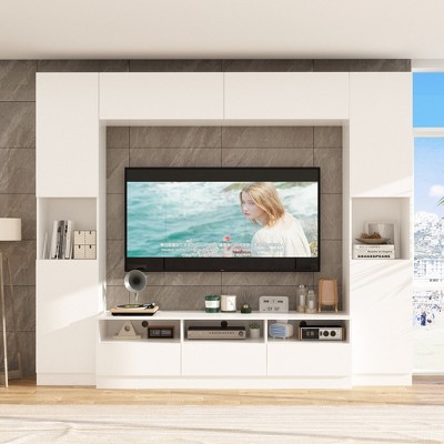 FUFU&GAGA White Minimalist Entertainment Center Multifunctional Storage Space TV Console