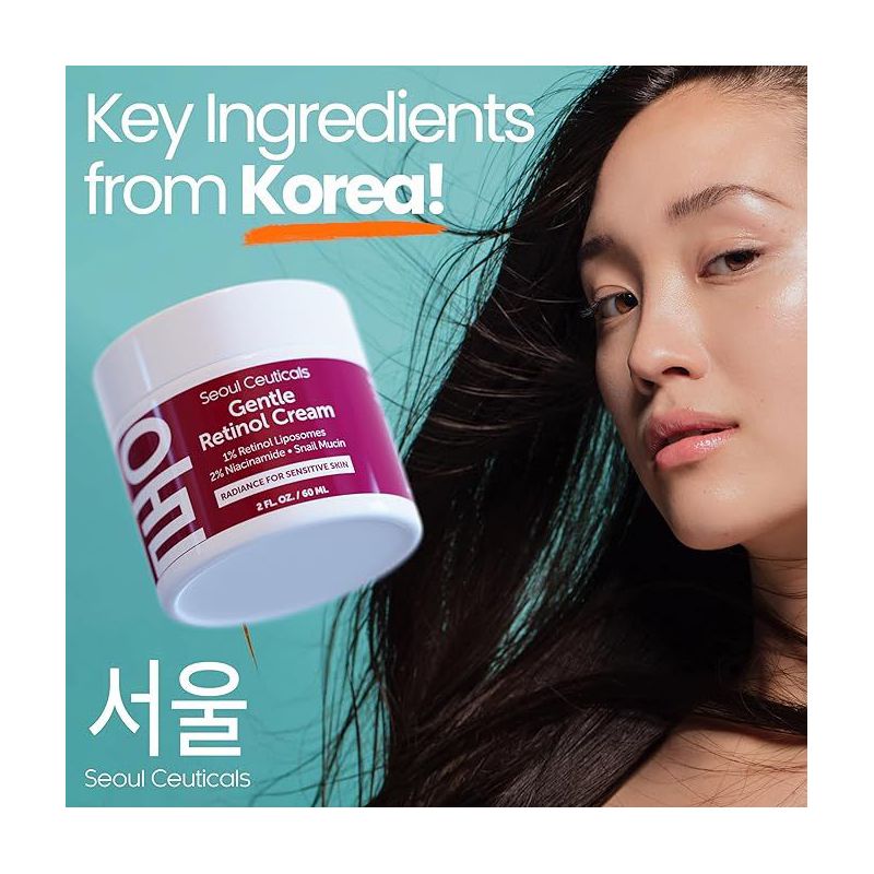 Seoul Ceuticals 1% Korean Retinol Night Cream - 97.5% Snail Mucin + 2% Niacinamide Moisturizer for Face - Gentle K Beauty for Sensitive Skin 2oz, 2 of 8