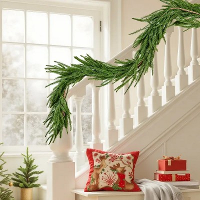 Faux Norfolk Christmas Garland 6Ft Artificial Greenery Xmas Decor for Fireplace