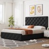Garvee Queen Upholstered Bed Frame - 4 Storage Drawers & Adjustable Headboard, Diamond Tufted Linen Platform, No Box Spring, Black - 3 of 4
