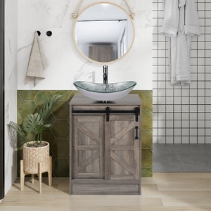 ELECWISH Bathroom Vanity, 24 Inch Barn Door Farmhouse Style Bathroom Vanity, Sliding Door Small Bathroom Vanity Set - 1 of 4