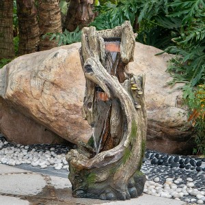 NAYSAYE Fountain Indoor Outdoor Tree Trunk Waterfall Polyresin Floor Standing for Garden Lawn Porch, Gray, 15.4"*39.4"*35.2" - 1 of 4
