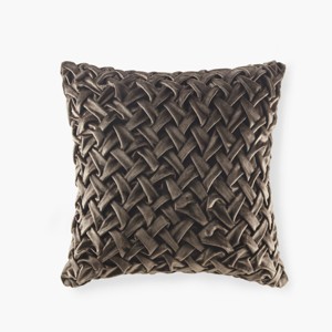 SEVOBAL Bed Pillows Luxury Velvet Square Decor Pillow Set with Goose Feather Insert for Bedroom, Living Room Rest, Sleep, Brown, 17.32"*17.32"*3.94" - 1 of 4