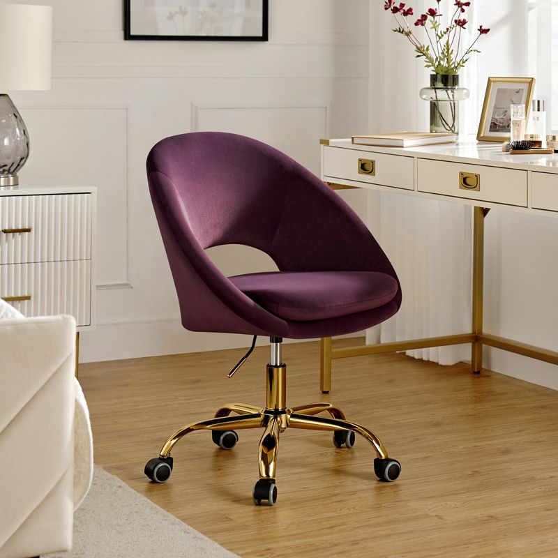Hector Velvet  Ergonomic Swivel Office Desk Chair with Adjustable Height | Karat Home, 4 of 16