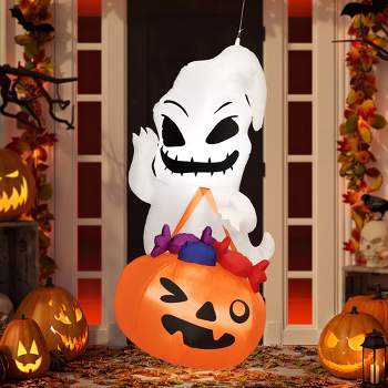 Presence 5FT Halloween Inflatable Decor - Ghost Holding Trick Or Treat Bag